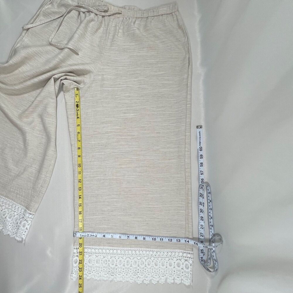 Parker Daniela Crochet Lace Hem Wide-Leg Pants Size L Boho Chic Resortwear - Picture 6 of 7